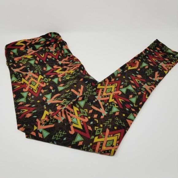 Lularoe Tall Curvy Leggings Boho Rustic Aztec Southwest Fall Print One Size - Picture 1 of 9